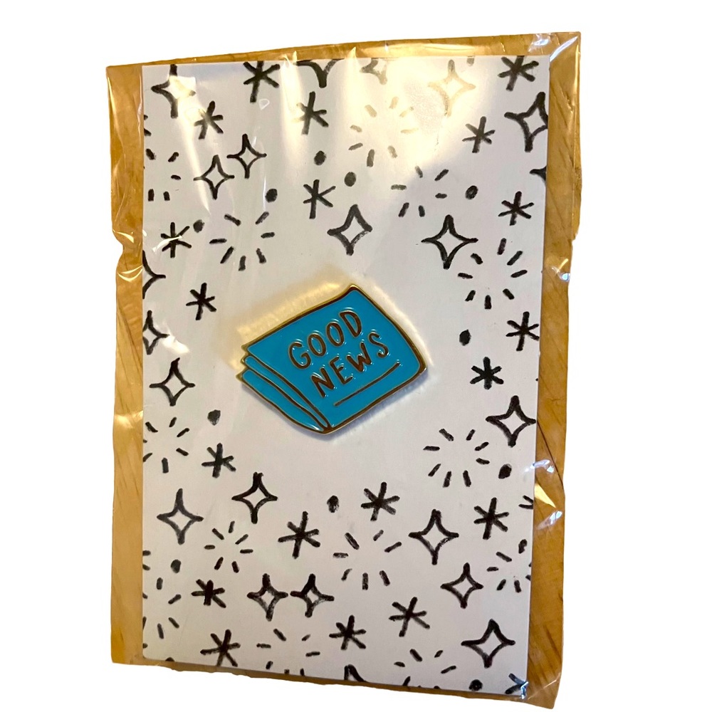 Good News Pin FREE IN BUNDLE Blue Newspaper Gold Accents AdamJK Gift Shop